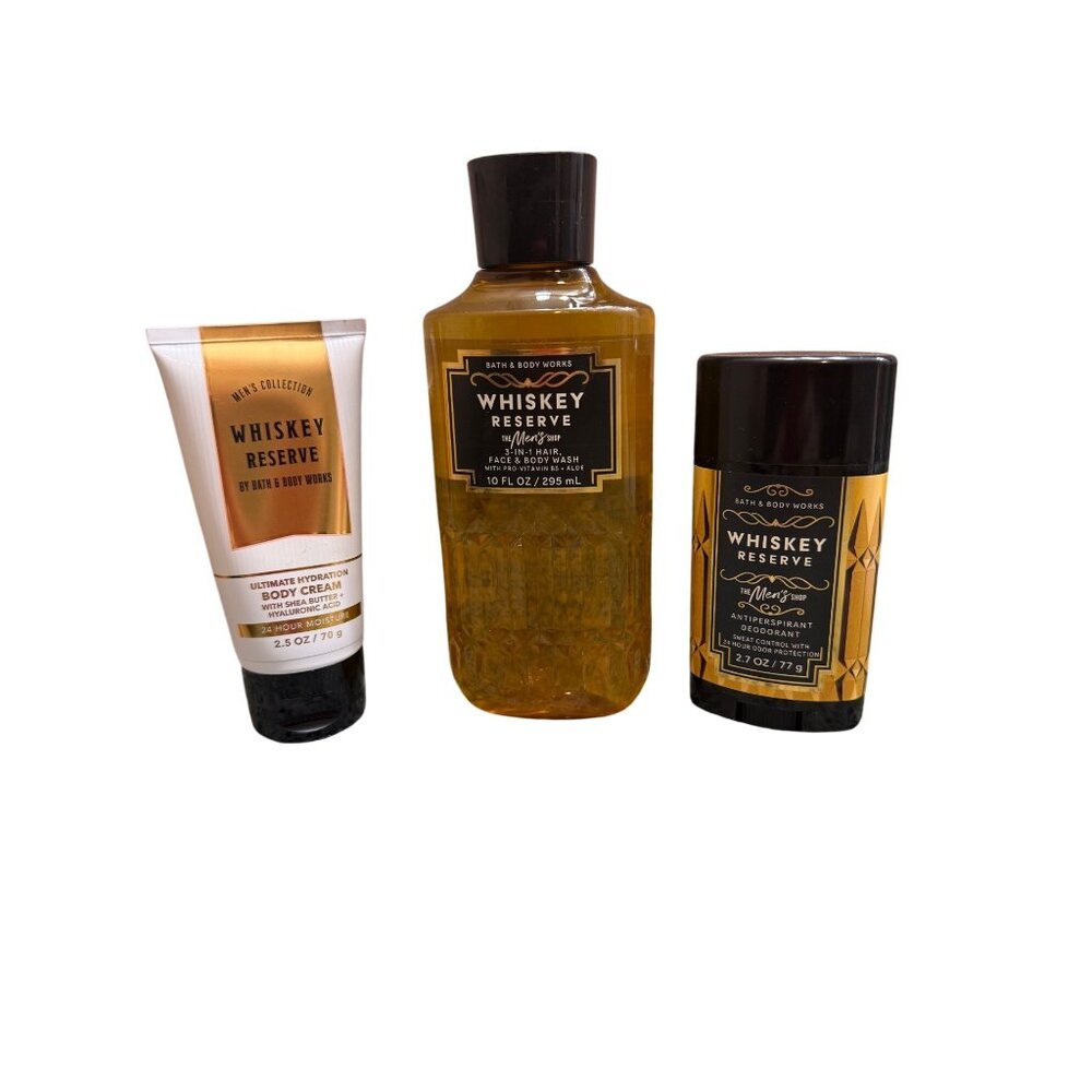 Bath & Body Works Whiskey Reserve Mens Grooming Trio Skincare Set NEW